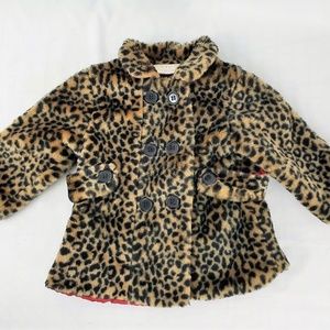 12 Month - Leopard Faux Fur Coat Red Lining Beluga